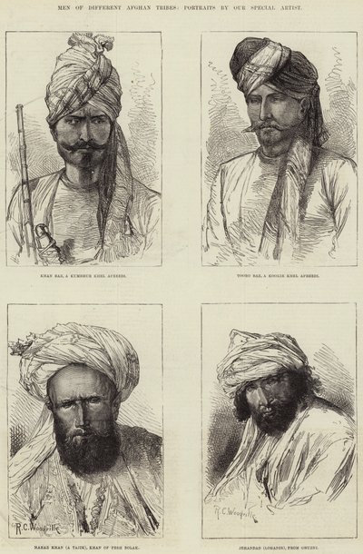 Hommes de différentes tribus afghanes - Richard Caton Woodville junior